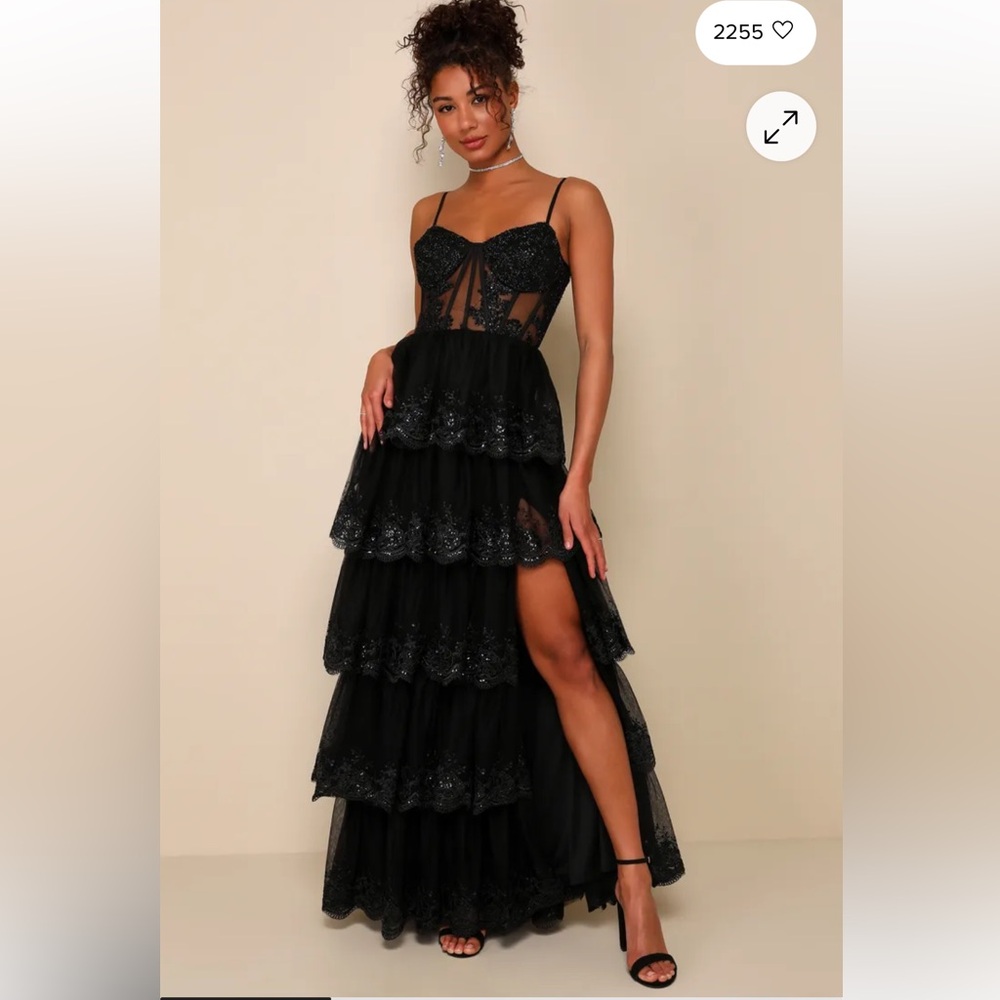 Lulu's Black Corset Top Dress